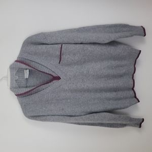 D.D. Sloane Vintage Angora Lambswool Gray & Burgundy Sweater S